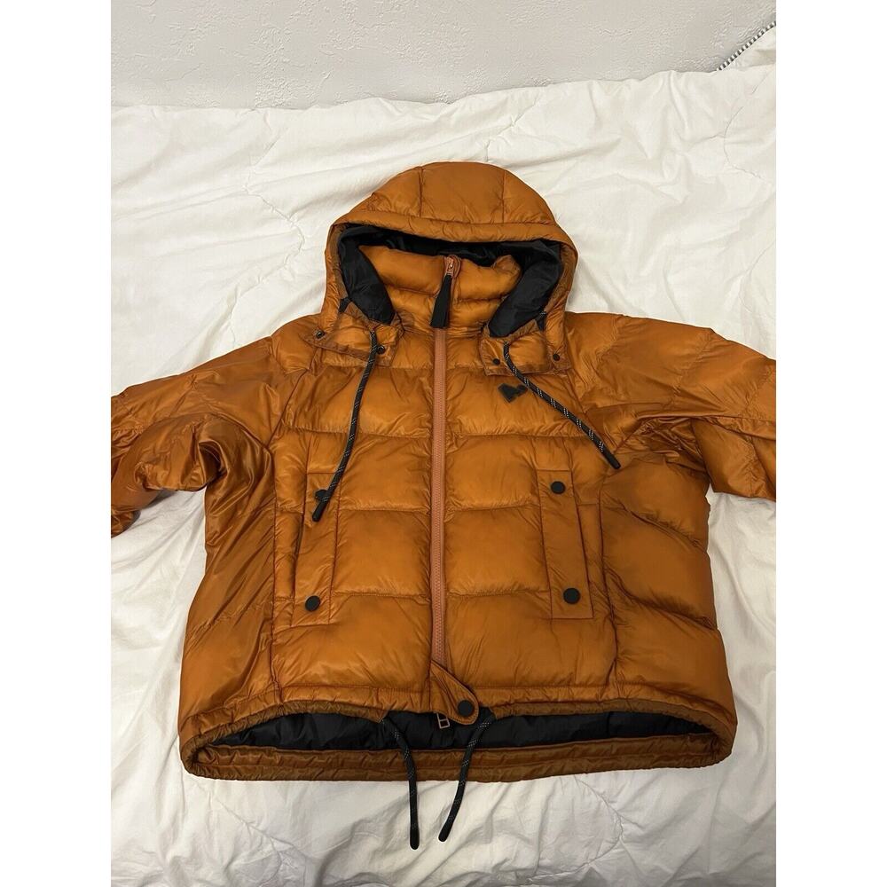 The Arrivals Women's Turbo Puffer Jacket Small Orange Winter Coat - RETAIL $500